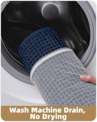 Color&Geometry 17"x29" Chenille Pile Bathroom Rugs Upgraded Denser,Blue