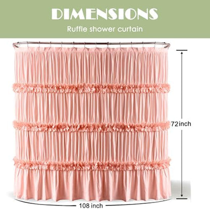 Homechoice Decor Extra Wide Shower Curtain 108"W x 72"L with 18 Buttonholes