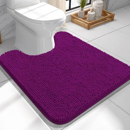 OLANLY Toilet Rugs U-Shaped 24x24, Soft Absorbent Chenille Contour Rugs
