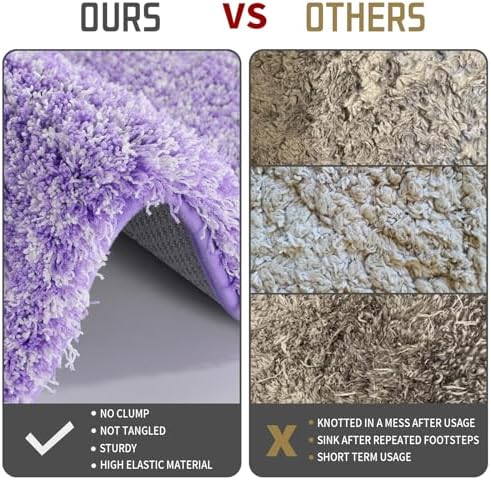 Yimobra Bath Rugs for Bathroom 32X20, Ultra Soft and Water Absorbent Bath Mats, Non Slip Plush Shower Mat Outside, Microfiber Thick Matts for Bathroom Floor/Tub, Machine Washable, Purple and White