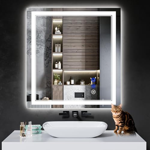 32"x30" LED Bathroom Mirror with Lights,Anti-Fog,3 Color Modes