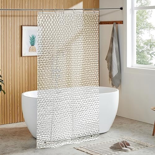 NTBAY EVA Shower Curtain Liner, 36 x 72, 6 Gauge, Clear Water Cube