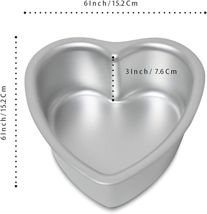 Heart-shaped cake pan, heart-shaped cake tin, aluminum, 6-inch heart-shaped-pan, for weddings, parties, family and other occasions cake (6 x 3 Inch,Set of 2)