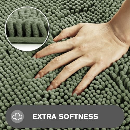 Bathroom Rugs 40 x 60 Inch – Extra Large Bath Mat | Absorbent and Washable Thick Chenille Bath Rugs Non-Slip Runner Rug for Bathroom, Shower, Tub(Loden Green)