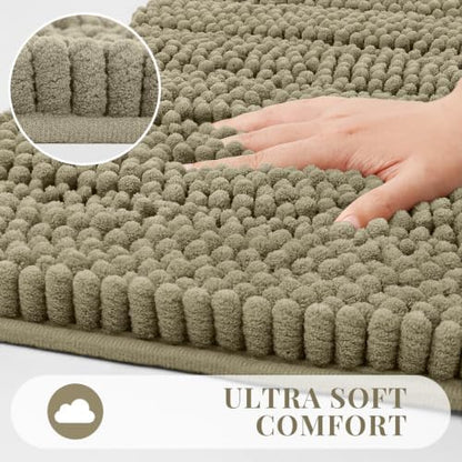 Bcoimo Bath Rug Mat,30x20 Chenille High Absorbent Latte Bathrom Floor Mats