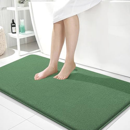 OLANLY Memory Foam Bathroom Runner Rugs 44x24, Long Bath Mats, Olive Green