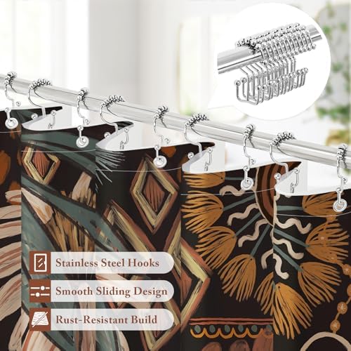 3 in 1 Dark Floral Shower Curtain Set with PEVA Liner & 12 Hooks, 72 x 84
