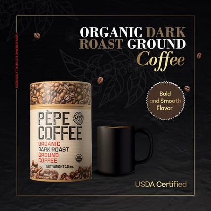 Pepe Coffee Organic Dark Roast Ground Coffee 12 oz 1-pack by Chef Pepe