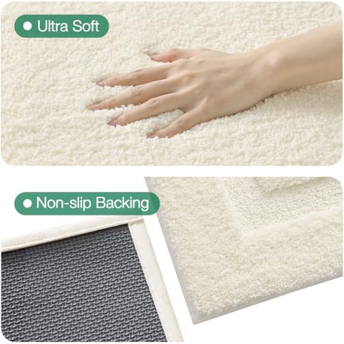 LUMI Soft Bathroom Rugs Absorbent, Non Slip Bath Mat 16x24, Ivory White