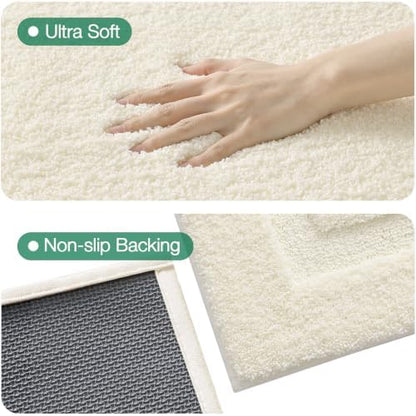 LUMI Soft Bathroom Rugs Absorbent, Non Slip Bath Mat 16x24, Ivory White