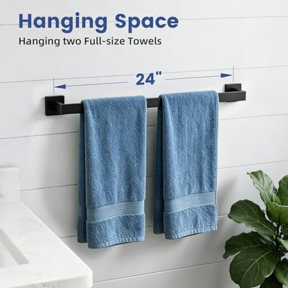Luxbaro 10-Pieces 24 Inch Matte Black Bathroom Accessories, Wall Mounted