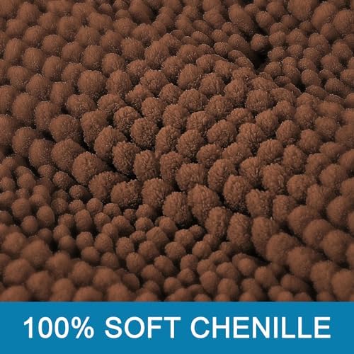H.VERSAILTEX 2 Piece Bathroom Set Extra Thick Chenille Striped Pattern Bath Rugs for Bathroom Non Slip Soft Plush Shaggy Bath Mats for Floor(Caramel, 32 x 20 Plus 24 x 17 - Inches)