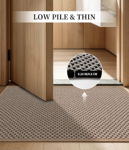 YIHOUSE Khaki Bathroom Rugs Sets 3 Pieces,Thin Bath Mat Quick Dry