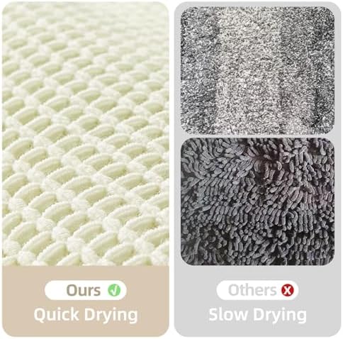 TYUU Cream White Waffle Bath Mat, Small Boho Bathroom Rugs Non Slip 24x16