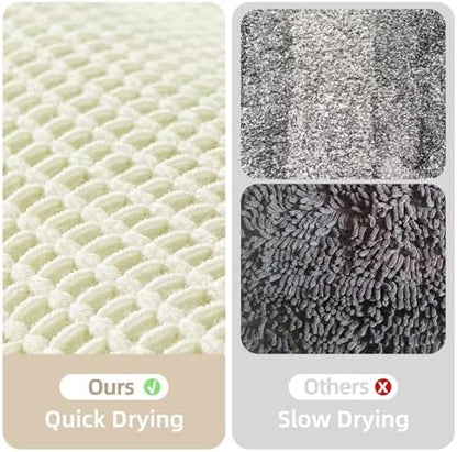 TYUU Cream White Waffle Bath Mat, Small Boho Bathroom Rugs Non Slip 24x16