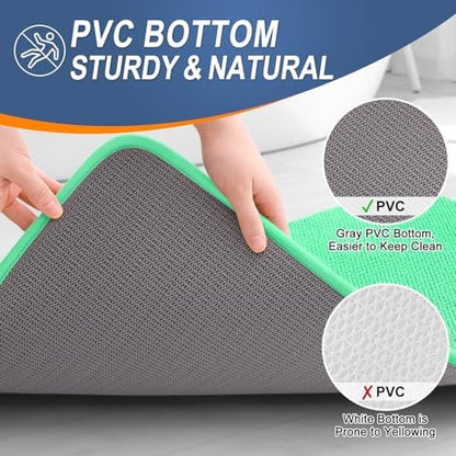OLANLY Memory Foam Small Bathroom Rug 24x16, Absorbent Bath Mat, Mint Green