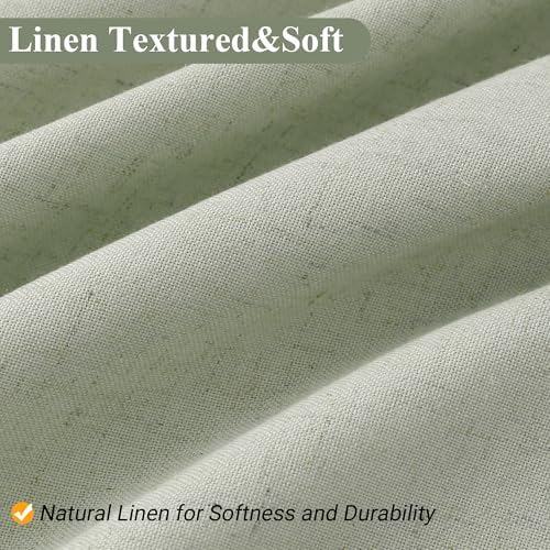 Naturoom Linen Shower Curtain 72 Inch Long for Bathroom Mist Sage 1 Panel