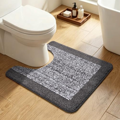 Toilet Rug U-Shaped 24x19 Washable Non Slip, Soft Absorbent Bath Mat Grey