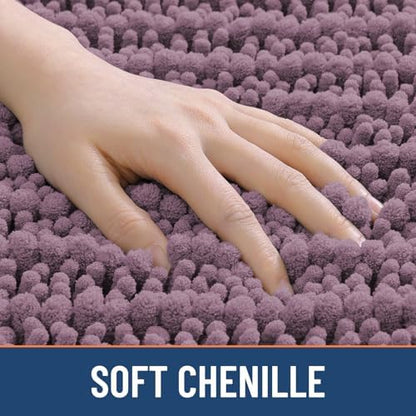 Smiry Bathroom Rugs 24X16, Extra Soft Rubber Backing Chenille Bath Mats