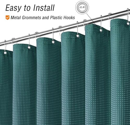 Gibelle Seaweed Green Cloth-Textured Shower Curtain, Hotel Style, 72 X 72