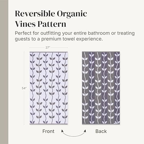 Modern Threads 6 Piece Bath Towel Set – Bathroom Set with 2 Bath Towels, 2 Hand Towels, and 2 Wash Cloths – 100% Cotton, Super Absorbent & Extra Soft – Reversible Natural Vine (Purple)