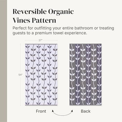 Modern Threads 6 Piece Bath Towel Set – Bathroom Set with 2 Bath Towels, 2 Hand Towels, and 2 Wash Cloths – 100% Cotton, Super Absorbent & Extra Soft – Reversible Natural Vine (Purple)