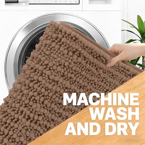 OLANLY Bathroom Runner Rugs 70x24, Thick Soft Absorbent Chenille Bath Rugs