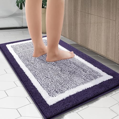 OLANLY Bathroom Rugs 30x20, Soft Absorbent Microfiber Bath Rugs, Purple