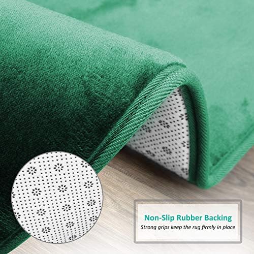 Clara Clark Bathroom Rugs, Velvet Memory Foam Bath Mat, Non-Slip, Machine Washable Bath Rugs - Dries Quickly, Ultra Soft Plush Bath Mats for Bathroom, 20 x 32, Hunter Green