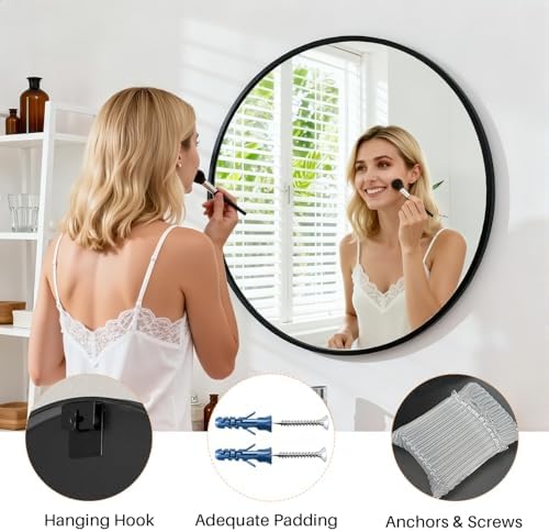 Bathroom Mirror for Wall, 24 Inch Round Mirrors