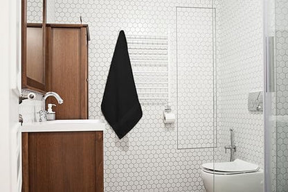 Bath Towels Bulk Set of 12 – 24" x 48" – 100% Cotton Terry, Soft, Quick-Dry & Highly Absorbent – Black Towels for Bathroom, Spa, Gym, Hotel, Pool & Everyday Use