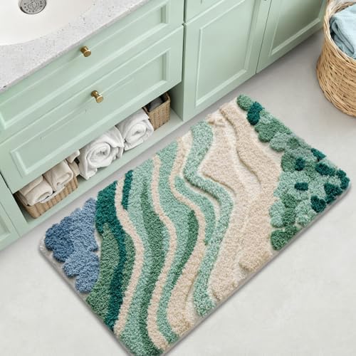 LUMI Beach Bathroom Rug 20x32, Soft Absorbent Bath Mat, Non Slip