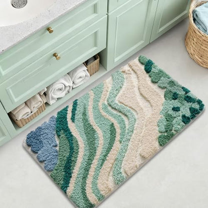 LUMI Beach Bathroom Rug 20x32, Soft Absorbent Bath Mat, Non Slip