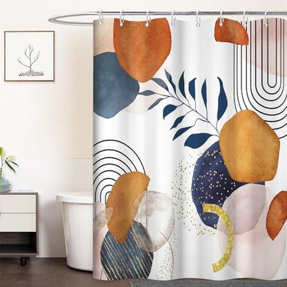 Boho Navy Blue Shower Curtain for Bathroom 72x78 Inch
