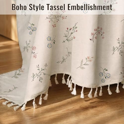 Farmhouse Floral Shower Curtain with 12 Clear Rings 72" W x 84" L