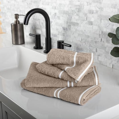 Lavish Home Bathroom Towels Set, Bathroom Essentials, Taupe, Set of 8