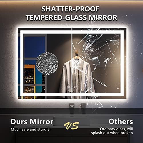 55x36 LED Bathroom Mirror with Lights, Lighted Vanity Mirror
