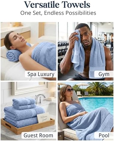 LANE LINEN Towel Set for Bathroom Soft Absorbent Quick Dry - Allure