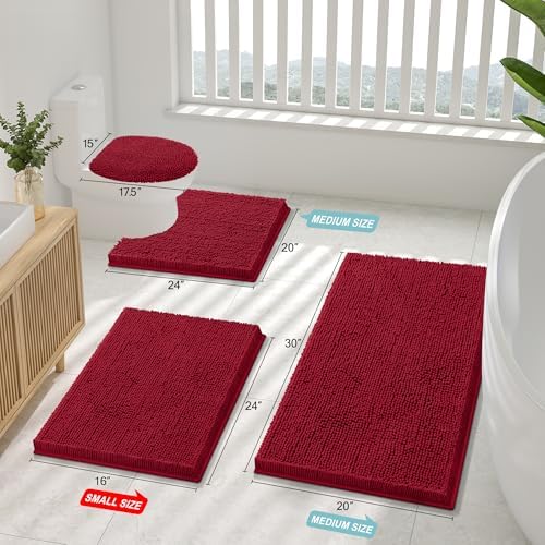 Smiry Bathroom Rugs 47X24, Luxury Chenille Extra Soft Absorbent Bath Mat