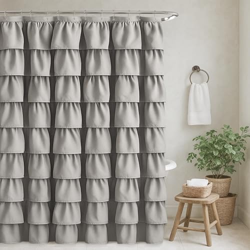 Seasonwood Ruffle Shower Curtain Gray, 72" x 72"
