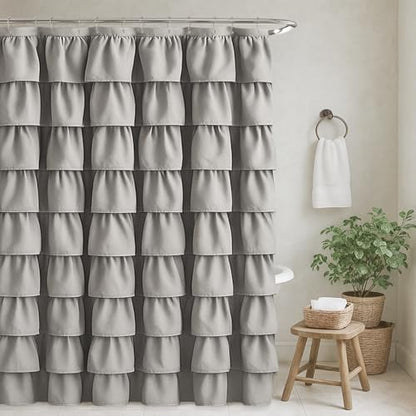 Seasonwood Ruffle Shower Curtain Gray, 72" x 72"