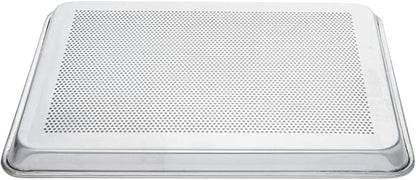 Restaurantware Met Lux 18 x 13 x 1 Inch Baking Sheet Pan 1 Perforated High Temp Baking Sheet - Half-Size Freezable Silver Aluminum Potato Chip Baking Tray Dishwasher-Friendly