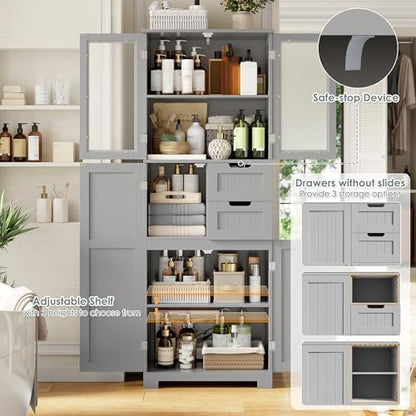 BOTLOG 67'' Tall Bathroom Storage Cabinet with Adjustable Shelf
