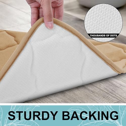 OLANLY Memory Foam Bath Mat Rug 59x20, Ultra Soft Bathroom Rugs, Dark Beige