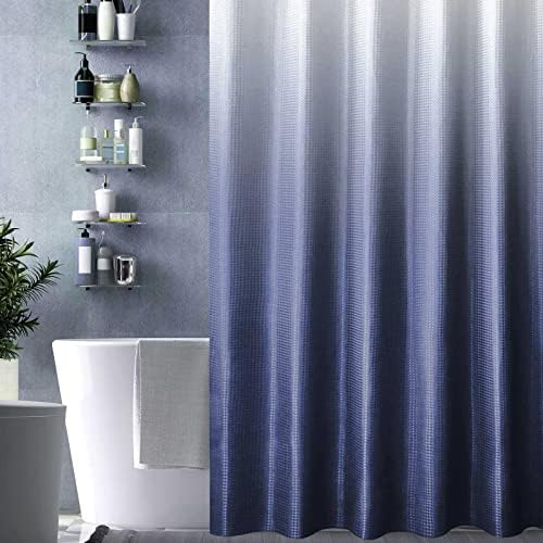 Gibelle Navy Blue Ombre Fabric Shower Curtain for Bath Decor, 72 x 72