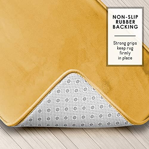 Clara Clark 2 Piece Bathroom Rugs, Velvet Memory Foam Bath Mat Set, Non-Slip Bath Rugs, Machine Wash, Dries Quickly, Ultra Soft Plush Bath Mats for Bathroom, 20 x 32 + Contour, Camel Gold