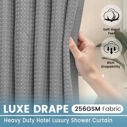 EUTXL Heavyweight No Hook Shower Curtain with Liner, Grey,71x80