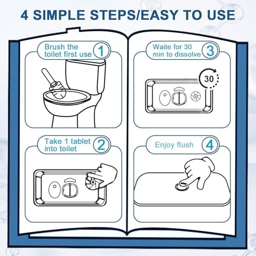Msvvko Toilet Bowl Cleaner Tablets Blue Toilet Tank Cleaners, Septic-Safe Hard Water Stain Remove, Bathroom Automatic Toilet Cleaning & Deodorizer, Fresh Scent - 30 Tabs