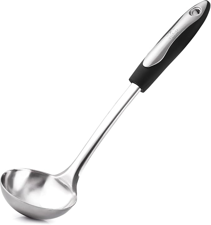 Zulay Kitchen Premium Soup Ladle - 12" Stainless Steel with Non-Slip Silicone Handle
