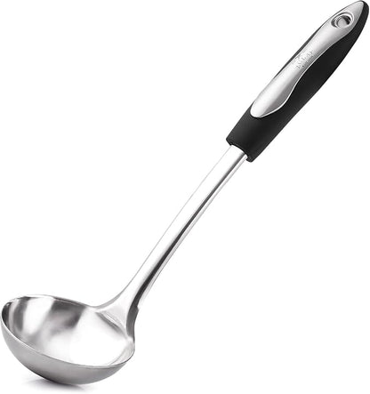 Zulay Kitchen Premium Soup Ladle - 12" Stainless Steel with Non-Slip Silicone Handle